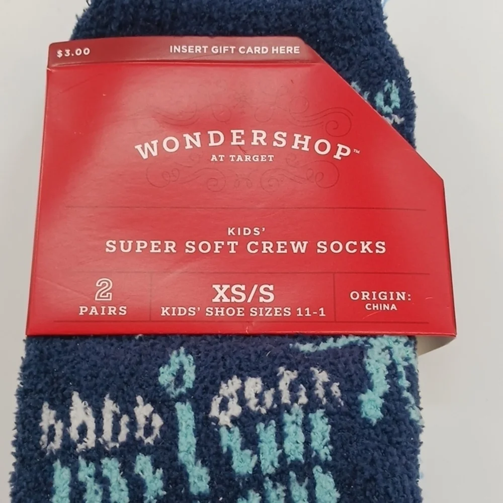Wondershop Kids Cozy Socks Hanukkah Menorah Holiday Fuzzy Blue XS/S